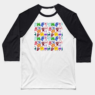 Cute Colorful Monsters All Over Print Baseball T-Shirt